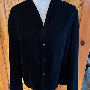 Talbots Black Velvet Jacket Size 16 Crystal Buttons Holiday Party Boho Witch